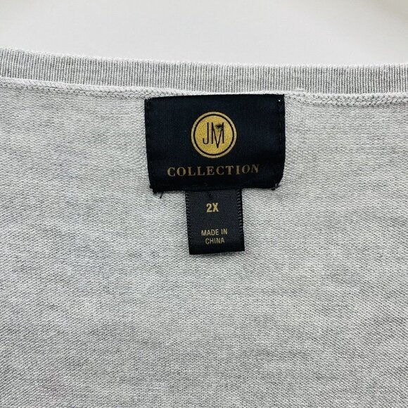 JM Collection Womens Size 2X Surplice Studded-Hem Sweater Sky Grey Heather 1161 - Picture 5 of 6